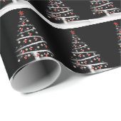 Rode Sokken & honkballen ornamenten op witte boom Cadeaupapier (Rol Hoek)