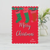 Rode sokken Kerstmis  Kaart (Staand voorkant)
