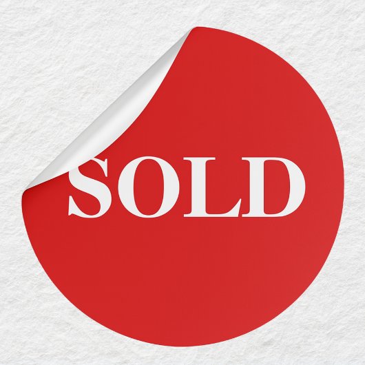 Rode SOLD Label Stout Zakelijke Sticker