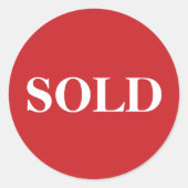 Rode SOLD Label Stout Zakelijke Sticker (Voorkant)