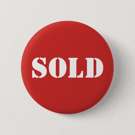 Rode SOLD Typografie Woord Afdruk Ronde Button 5,7 Cm (Voorkant)