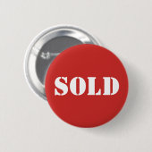 Rode SOLD Typografie Woord Afdruk Ronde Button 5,7 Cm (Voorkant /achterkant)