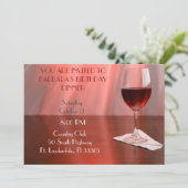 Rode Sophisticated Rode wijn verjaardag Uitnodigin Kaart (Staand voorkant)
