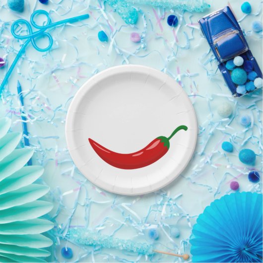 Rode Spaanse peper Papieren Bordje (Feest)