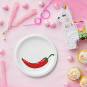 Rode Spaanse peper Papieren Bordje (Feest)