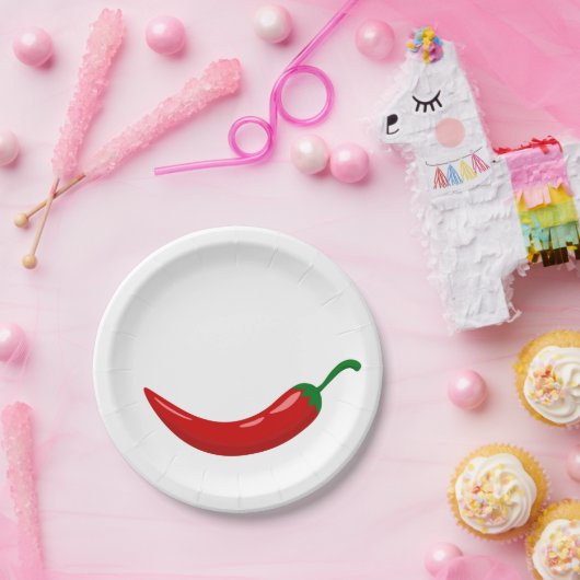 Rode Spaanse peper Papieren Bordje (Feest)
