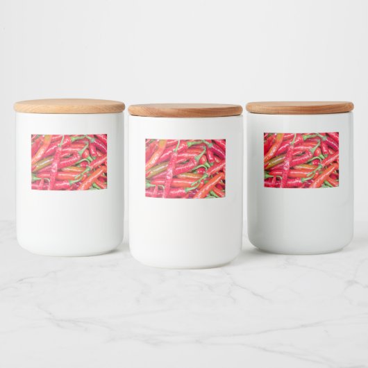 Rode Spaanse peper Voedselcontainer Etiket (Flessen)