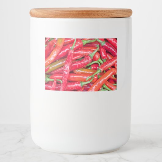 Rode Spaanse peper Voedselcontainer Etiket (Voorkant)