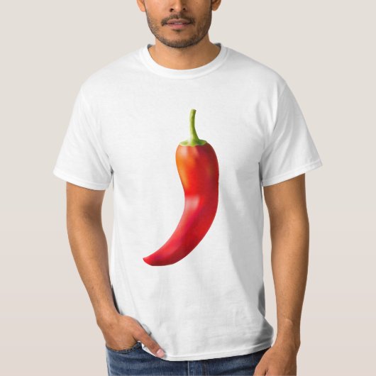 Rode Spaanse peper zwart t shirt (Voorkant)