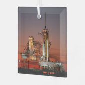 Rode spaceshuttle Spaceschip Atlantis op lanceerpl Glas Ornament (Voorkant links)
