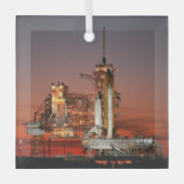 Rode spaceshuttle Spaceschip Atlantis op lanceerpl Glas Ornament (Voorkant)
