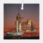 Rode spaceshuttle Spaceschip Atlantis op lanceerpl Glas Ornament (Achterkant)