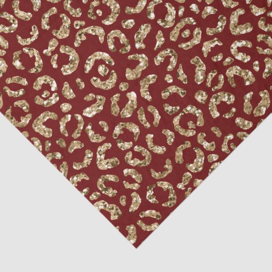 Rode Sparkle Glitter Gouden Luipaard Print Tissuepapier (Detail)