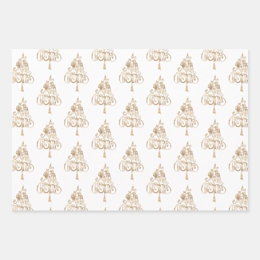 Rode Sparkle Merry kerstboom Inpakpapier Vel (Voorkant 2)