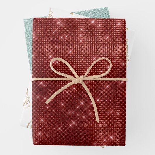 Rode Sparkle Merry kerstboom Inpakpapier Vel (In situ)