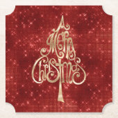 Rode Sparkle Merry kerstboom Kartonnen Onderzetters (Voorkant)