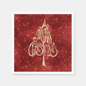 Rode Sparkle Merry kerstboom Servet (Voorkant)