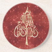 Rode Sparkle Merry kerstboom Zandsteen Onderzetter (Voorkant)