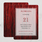 Rode Sparkle Tinsel Stripes 21ste Verjaardag Kaart (Voorkant / Achterkant)