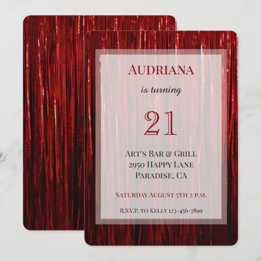 Rode Sparkle Tinsel Stripes 21ste Verjaardag Kaart (Voorkant / Achterkant)