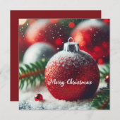 Rode Sparkly kerstversieringen Feestdagenkaart (Voorkant / Achterkant)