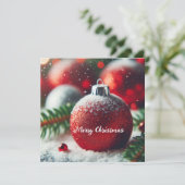 Rode Sparkly kerstversieringen Feestdagenkaart (Staand voorkant)