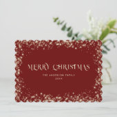 Rode Sparkly Snowy Merry Christmas Kaart (Staand voorkant)