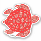 Rode Sparkly Turtle Sticker (Voorkant)