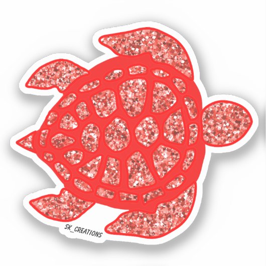 Rode Sparkly Turtle Sticker (Voorkant)