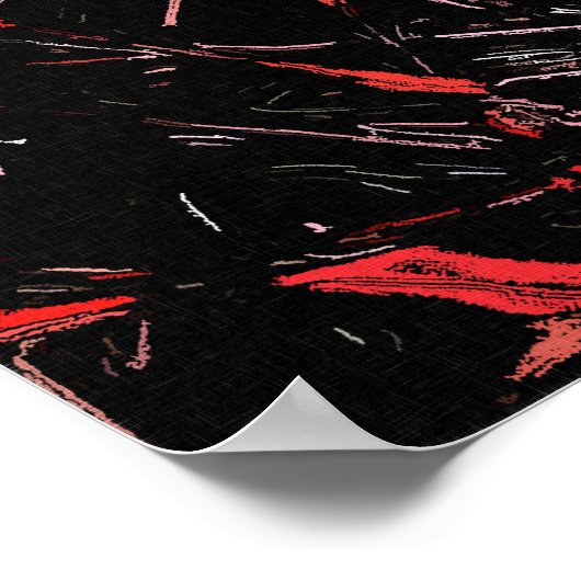 Rode spatten, abstracte kunst, verf op zwart canva poster (Hoek)