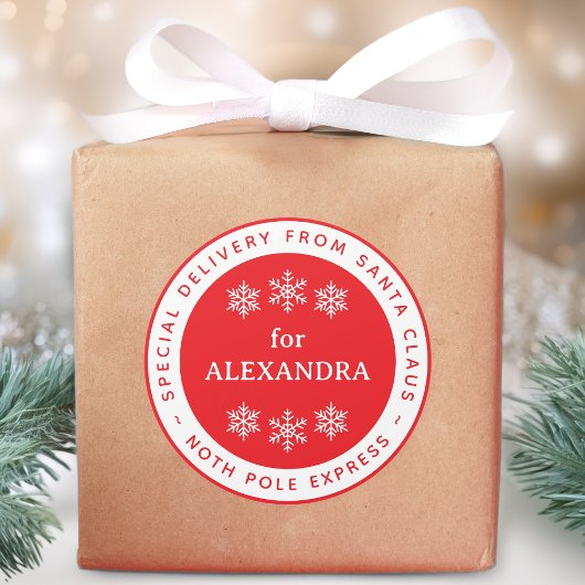 Rode speciale bezorging van Kerstman Noordpool Naa Ronde Sticker