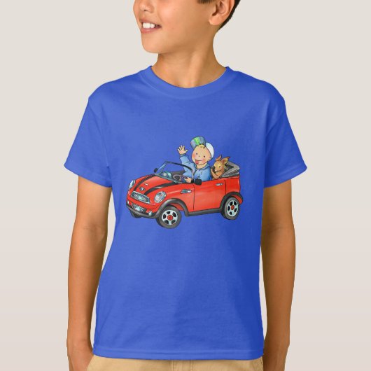 Rode Speelgoed auto donker Kindershirt T-shirt (Voorkant)