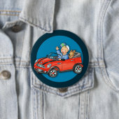 Rode Speelgoed jongen en hond-ronde Button (In situ)