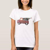 Rode Speelgoed met kerstboom T-shirt (Voorkant)