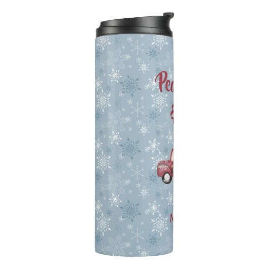 Rode Speelgoed met kerstboom Thermosbeker (Gedraaid links)