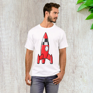 Rode speelgoed raket schip vintage sciencefiction t-shirt