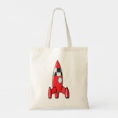 Rode speelgoed raket schip vintage sciencefiction  tote bag (Achterkant)