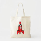 Rode speelgoed raket schip vintage sciencefiction  tote bag (Voorkant)