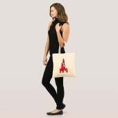 Rode speelgoed raket schip vintage sciencefiction  tote bag