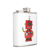 Rode speelgoed robot die hallo zwaait heupfles (Rechts)