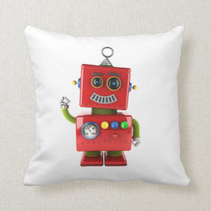 Rode speelgoed robot die hallo zwaait kussen