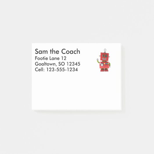 Rode speelgoed robot die hallo zwaait post-it® notes (Voorkant)