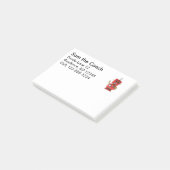 Rode speelgoed robot die hallo zwaait post-it® notes (Schuin)
