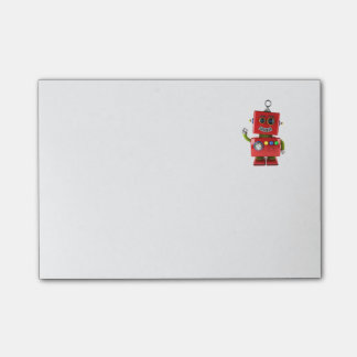 Rode speelgoed robot die hallo zwaait post-it® notes