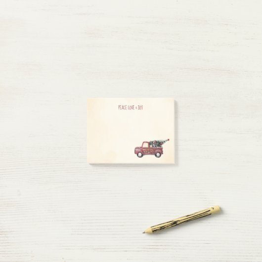 Rode Speelgoed vrachtwagen Vrolijk Kerstfeest Post-it® Notes (Op bureau)