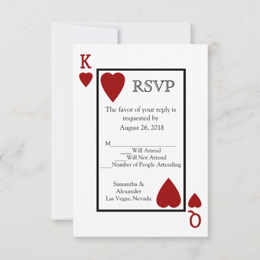 Rode Speelkaart Matching RSVP Kaartje (Voorkant)