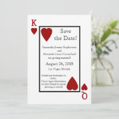 Rode speelkaart Save the Date (Staand voorkant)