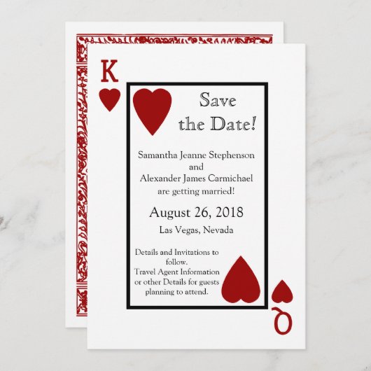 Rode speelkaart Save the Date (Voorkant / Achterkant)