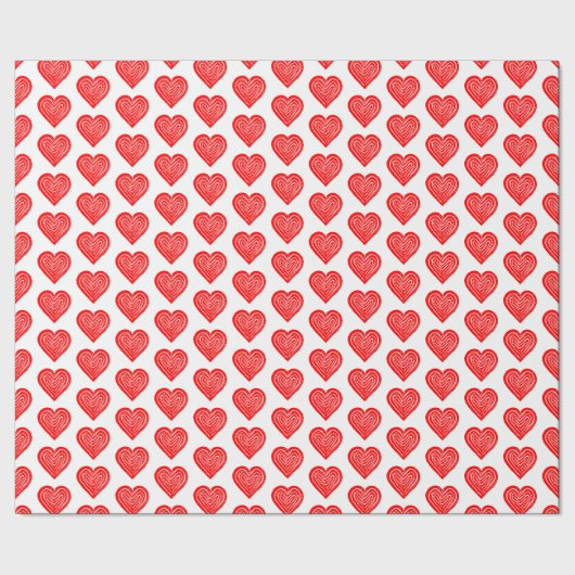 Rode speelkaart symbool hartvorm lino snede cadeaupapier (Zoom)