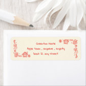 Rode speelse hand getrokken Doodle grillige kerst Etiket (Insitu)